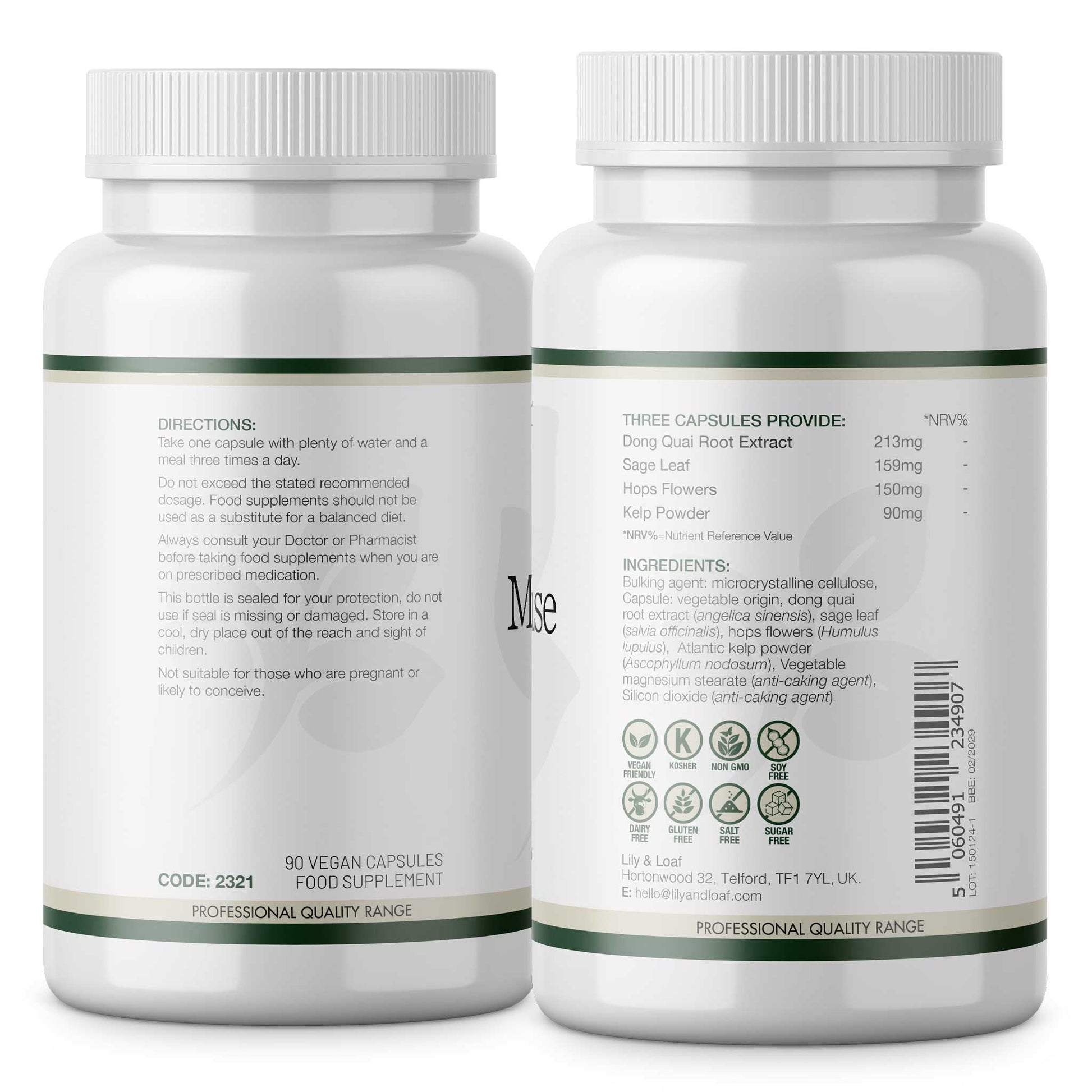 Menopause Support label information