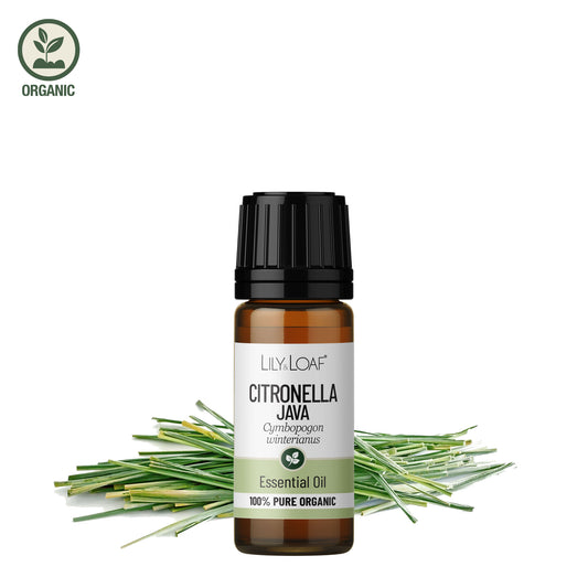 Citronella Organic Essential Oil with ingredients in the background