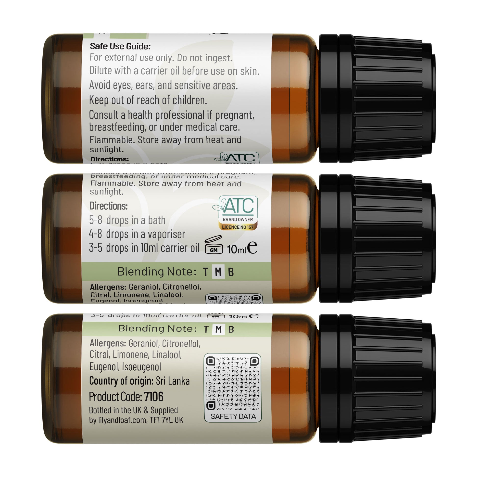 Citronella Organic Essential Oil label information