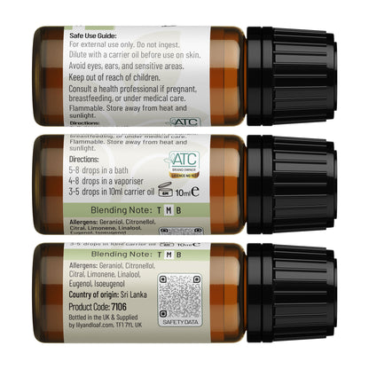 Citronella Organic Essential Oil label information