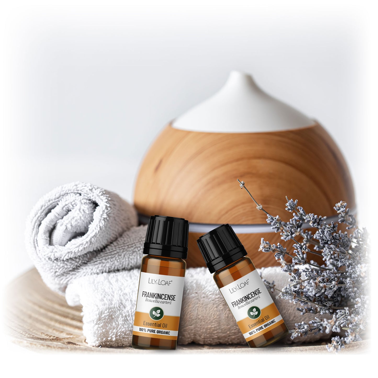 Frankincense Organic Essential Oil  with a diffuser