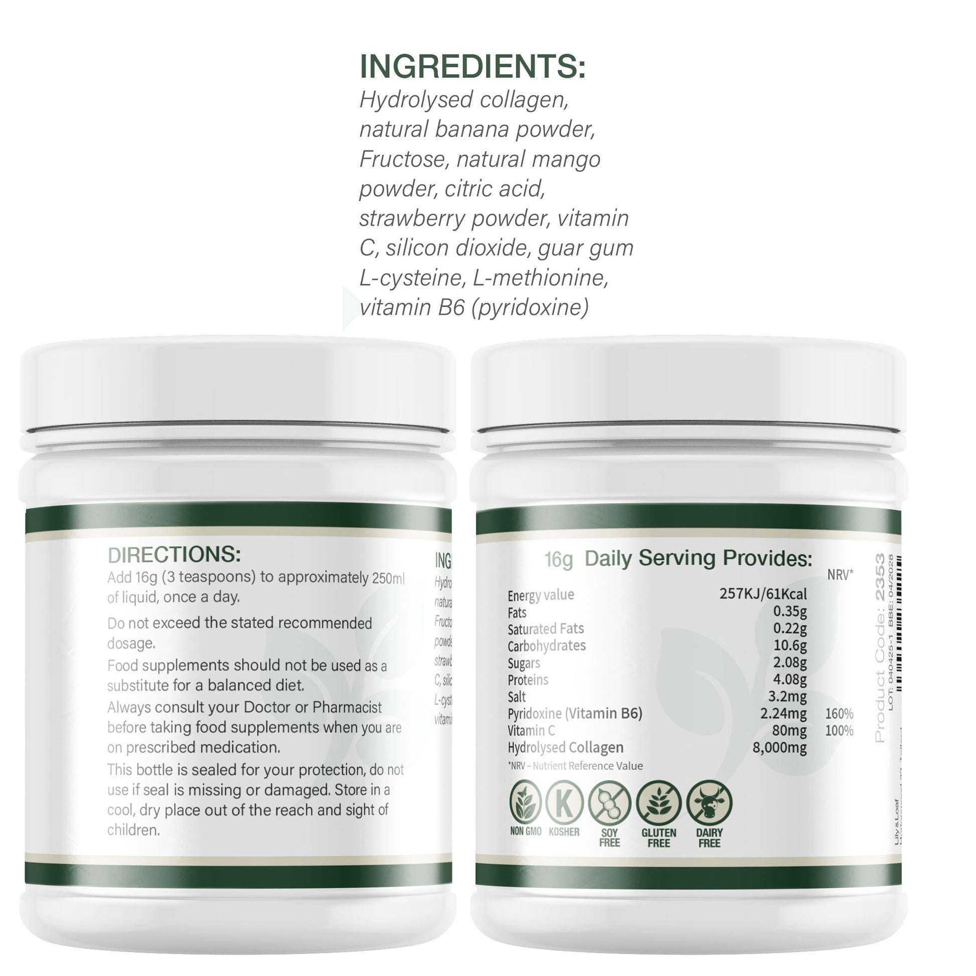 A woman smiling holding her face with a tub of Acti-Fit Hydrolysed Collagen 4000mg High Strength in the foreground