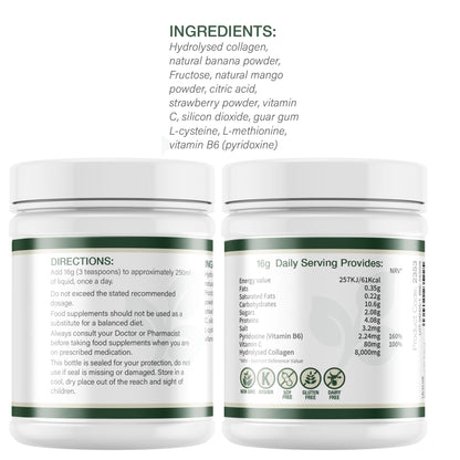 A woman smiling holding her face with a tub of Acti-Fit Hydrolysed Collagen 4000mg High Strength in the foreground