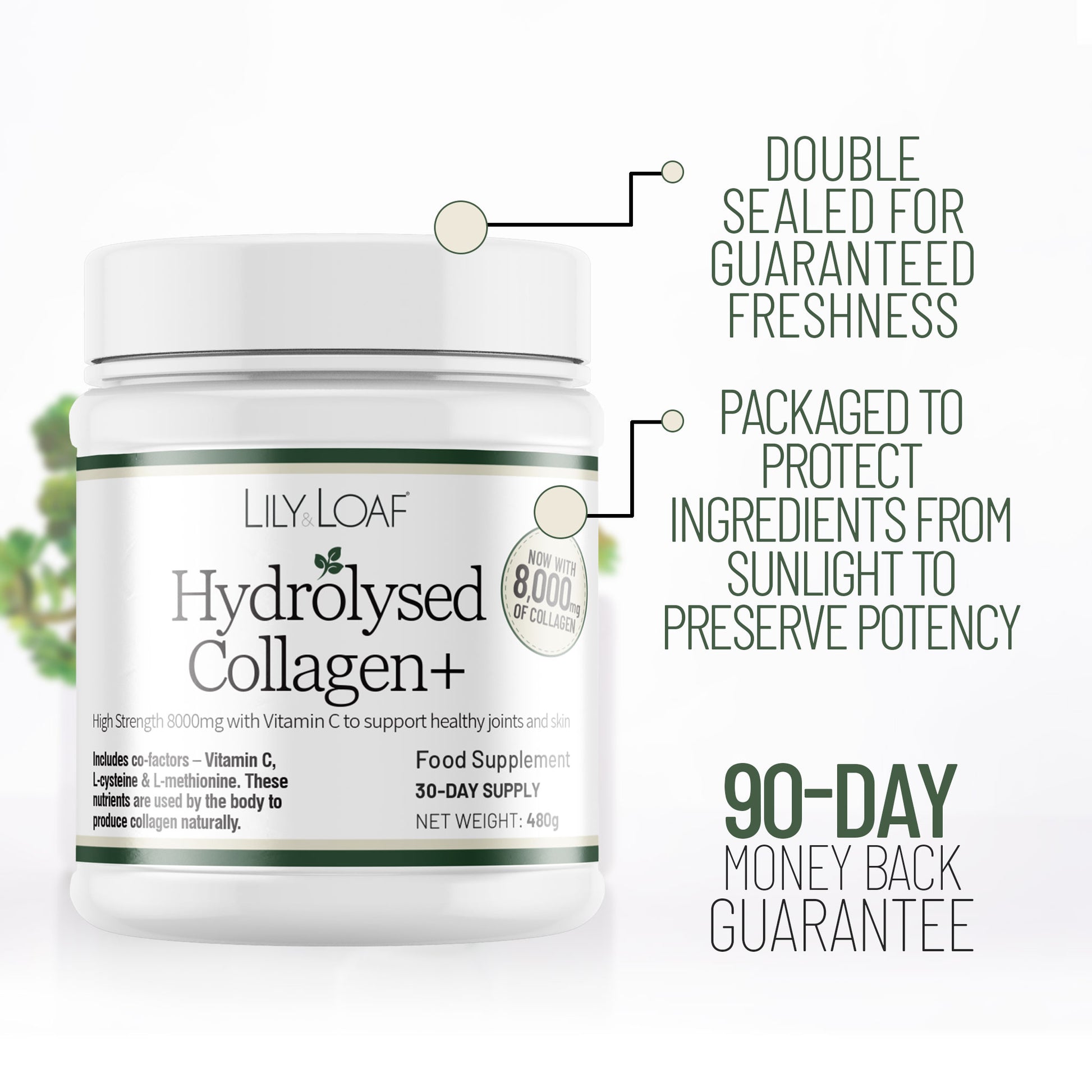 A man smiling holding his face with a tub of Acti-Fit Hydrolysed Collagen 4000mg High Strength in the foreground