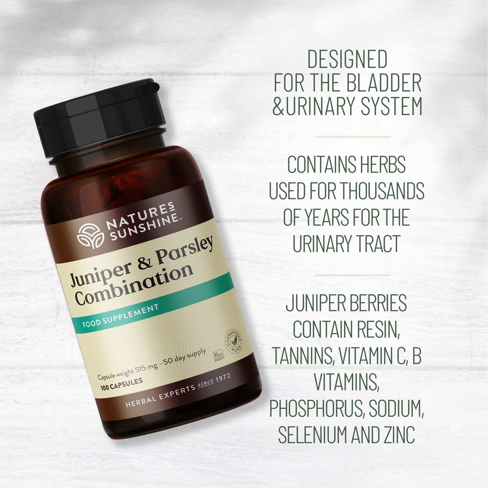 Juniper and Parsley Combination 90-day money back guarantee