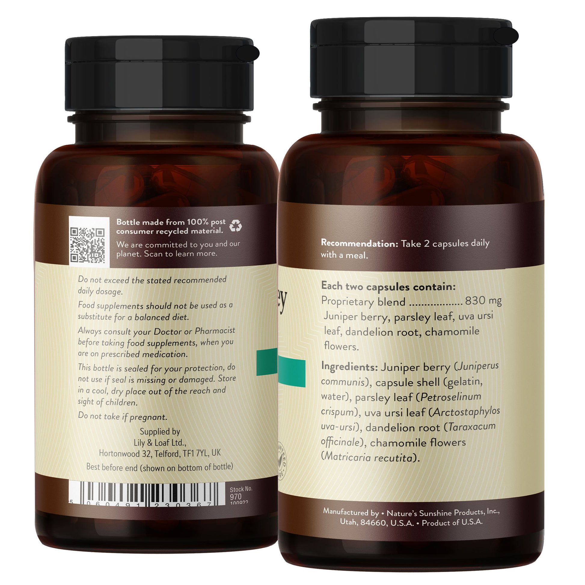 Juniper and Parsley Combination label information