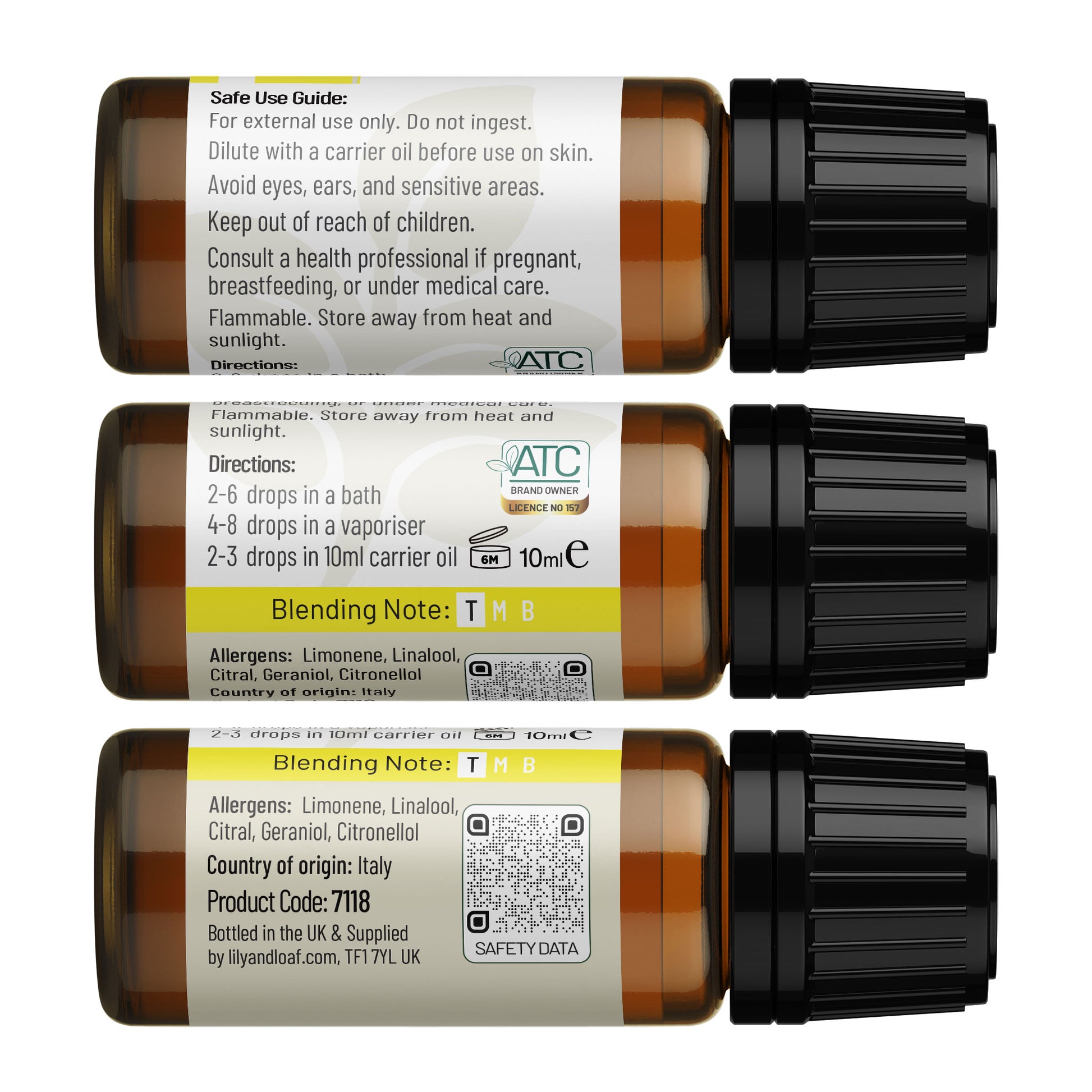 Organic Essential Oil label information