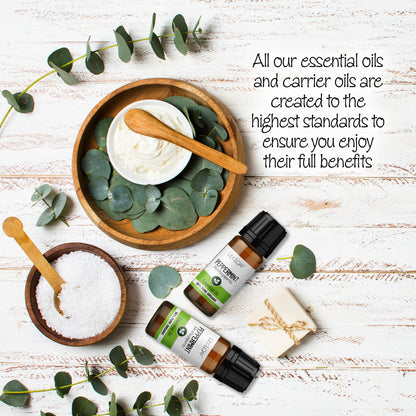 Peppermint Organic Essential Oil (10ml) laid on office desk