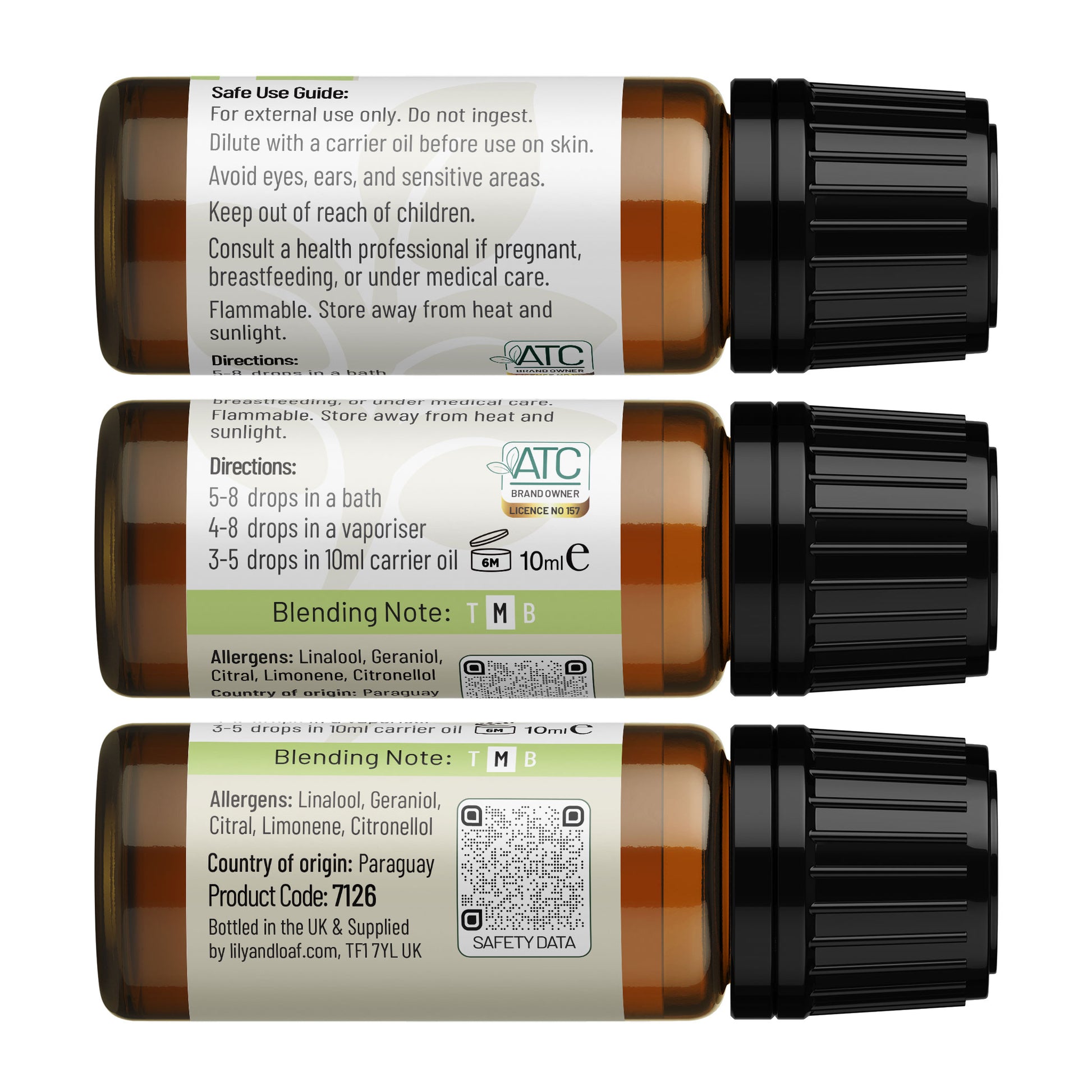 Petitgrain 10ml (Organic) label information