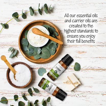  Rosemary Organic Essential Oil spa table with creams and salts