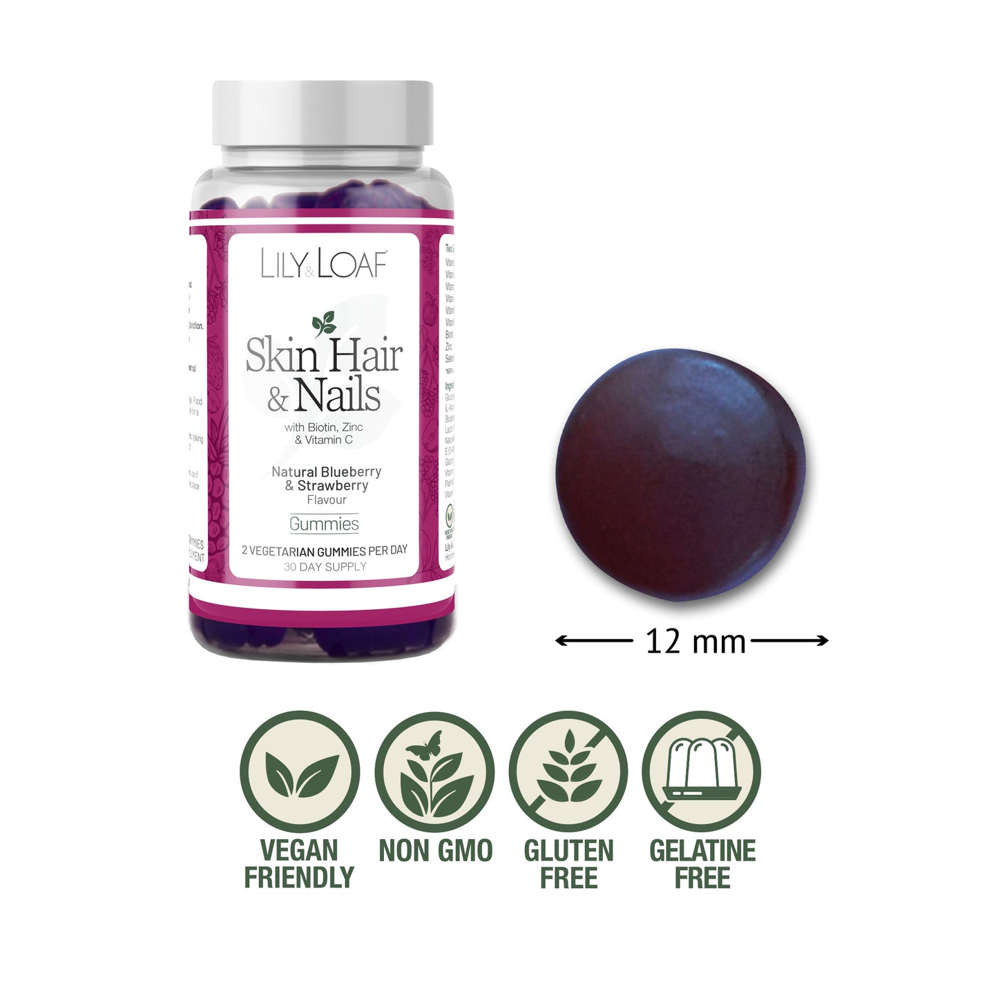 Skin Hair & Nail Gummies vegan gluten free gelatine free non gmo